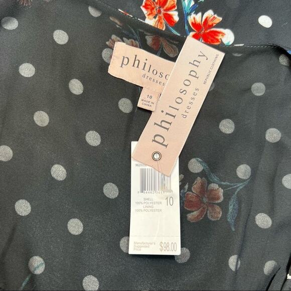 NWT Philosophy Women's Polka Dot Floral Sleeveless V-Neck Wrap Maxi Dress Sz 10 - Picture 13 of 15